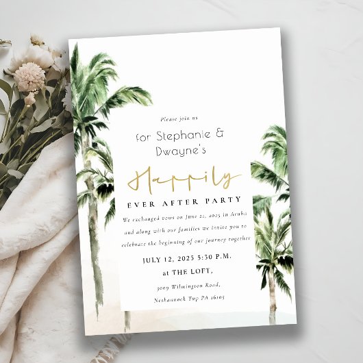 Rustieke Tropische Strand Palm Trees Wedding Kaart
