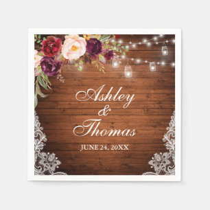 Rustieke Trouw Houten Pot Lichten Bloem Lace Servet