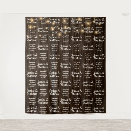 Rustieke trouwachtergrond Step en Repeat Banner Wandkleed (Voorkant)