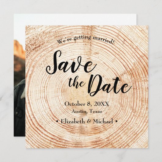 Rustieke trouwdag Bewaar de datum foto uitnodiging (Voorkant / Achterkant)