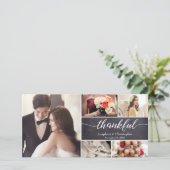 Rustieke trouwdag Dankbaar Horizontale fotocollage Bedankkaart (Staand voorkant)
