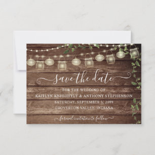 Rustieke Trouwdag Houten Lichtjes Metselwerkpot Save The Date