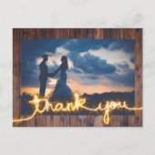 Rustieke trouwfoto Moderne Sparkler Dank u Briefkaart (Voorkant)