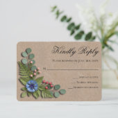 Rustieke Trouwkaart met Wilde Bloemen RSVP Kaartje (Staand voorkant)