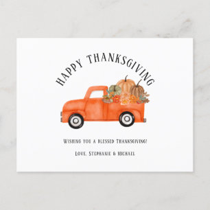 Rustieke Truck Pompoen Happy Thanksgiving Feestdagenkaart