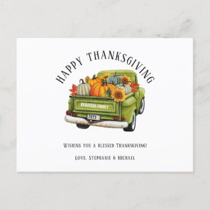 Rustieke Truck Pompoen Happy Thanksgiving Feestdagenkaart
