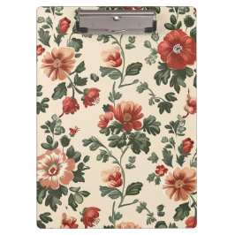Rustieke Tuinbloei – Rode Bloemenpatroon Klembord