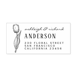 Rustieke Tulip Bloem Aangepaste Namen Retouradres Rubberstempel