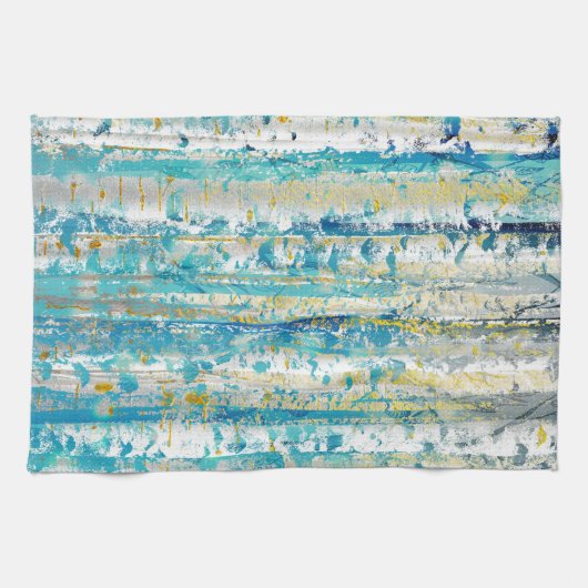 Rustieke turquoise grijze en gouden berkenbomen theedoek (Horizontaal)