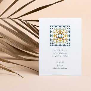 Rustieke Turquoise Groen Herfst Geometrische Dekbe Save The Date