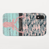 Rustieke turquoise hout roze geweistak camouflage Case-Mate iPhone case (Achterkant (horizontaal))