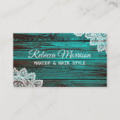 Rustieke turquoise houtnerf kant houtnerf schoonhe visitekaartje (Voorkant)