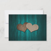 Rustieke Turquoise Metselaarsvaas Houten Bruiloft RSVP Kaartje (Achterkant)