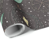 Rustieke Twig Kerst Ornament Pattern Cadeaupapier (Rol Hoek)