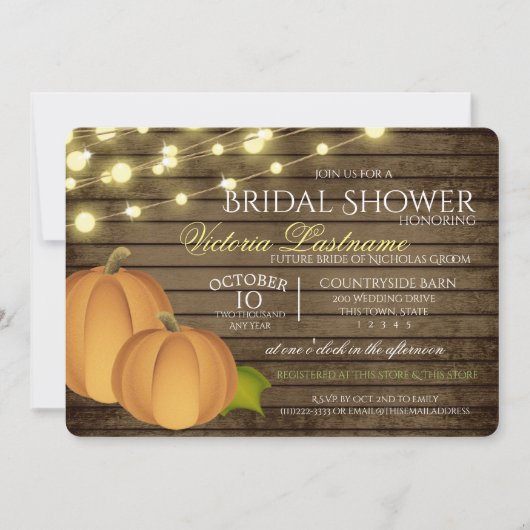 Rustieke Twinkle Lights en Harvest Pumpkins Kaart (Voorkant)