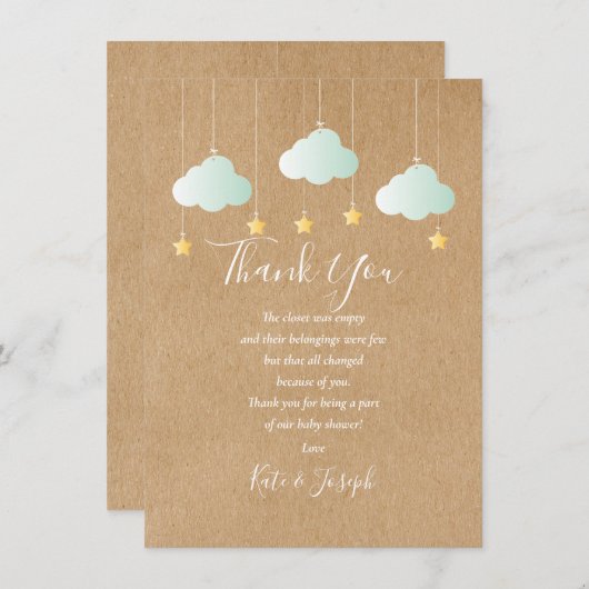 Rustieke Twinkle Twinkle Baby shower Dank u gedich Bedankkaart (Voorkant / Achterkant)