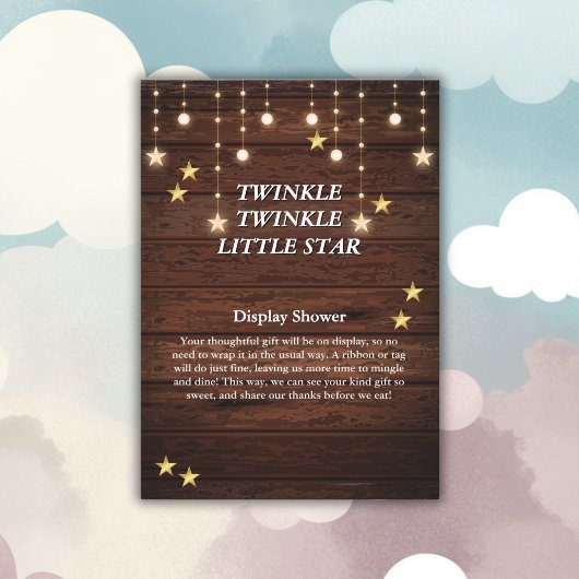 Rustieke Twinkle Twinkle Little Star Baby shower Informatiekaartje