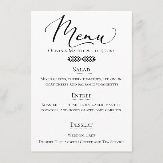 Rustieke Typografie Bruiloft Menu (Voorkant)