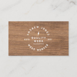 Rustieke typografie dark wood modern minimal visitekaartje