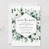 Rustieke Typografie Eucalyptus Digital Wedding Save The Date (Voorkant)