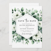 Rustieke Typografie Eucalyptus Digital Wedding Save The Date (Voorkant / Achterkant)