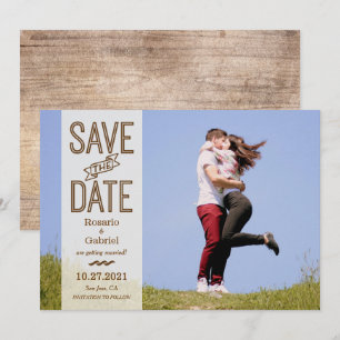 Rustieke  Typografie Foto Save the Date Kaart