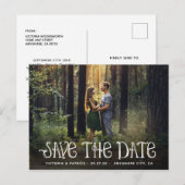 Rustieke Typografie Fotobruiloft Save the Date Aankondigingskaart (Voorkant / Achterkant)
