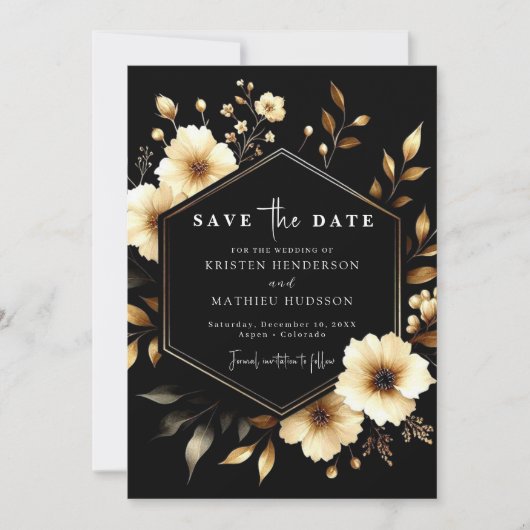 Rustieke Typografie Gouden en Zwarte Huwelijk Save The Date (Voorkant)