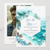 Rustieke Typografie Nautische bruiloft Save The Date (Voorkant / Achterkant)