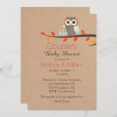 Rustieke Uilen Baby shower Invitation Kaart (Voorkant / Achterkant)