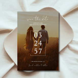 Rustieke unieke minimalistische digitale trouwfoto save the date