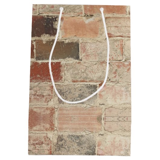 Rustieke unieke oude baksteen natuurlijke textuur medium cadeauzakje (Achterkant)