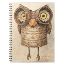 Rustieke Upcycled Uil Watercolor Kunst Notitieboek