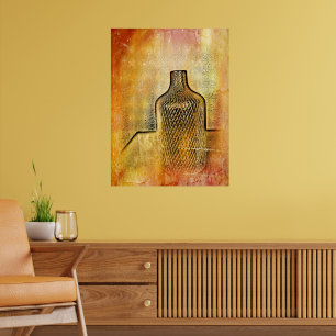 Rustieke Vaas Impressie Warm Abstract Roze Poster