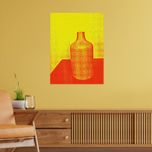 Rustieke vaas impressie warm rood geel poster