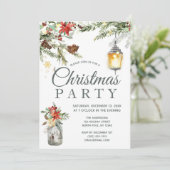 Rustieke Vakantie Bloemen Lights Kerstfeest Kaart (Staand voorkant)