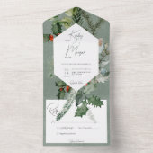 Rustieke vakantie groen & rode bessen geen diner all in one uitnodiging (Binnen)