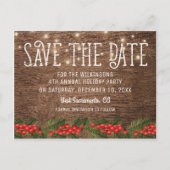 Rustieke vakantie kerstfeest Save the Date Aankondigingskaart (Voorkant)