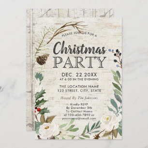 Rustieke vakantie krans witte berk kerstfeest kaart