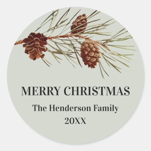 Rustieke vakantie Pinecone Envelope Seal Ronde Sticker (Voorkant)