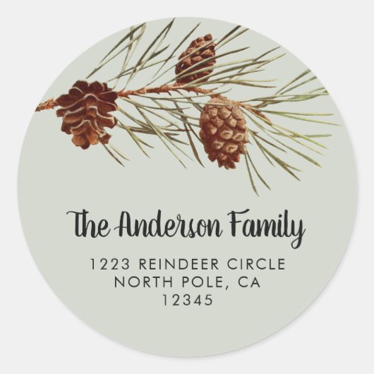 Rustieke vakantie Pinecone retouradres zegel (Voorkant)