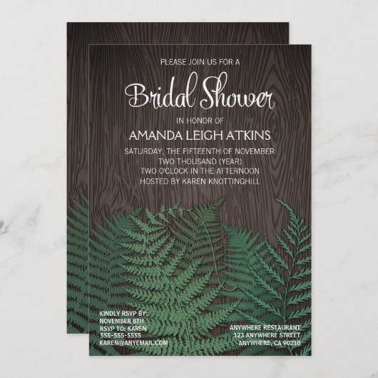 Rustieke varen bruiloft bruids douche uitnodiginge kaart (Voorkant / Achterkant)