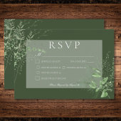Rustieke Varen Foliage Smaragd Groen Diner Bruilof RSVP Kaartje