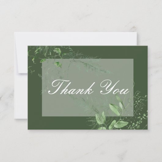 Rustieke varen groen gebladerte smaragd groen brui bedankkaart (Voorkant)