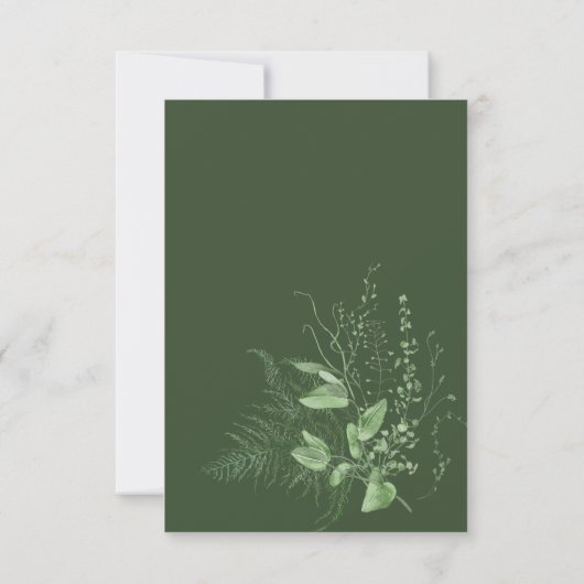 Rustieke varen groen gebladerte smaragdgroen save the date (Achterkant)