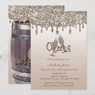 Rustieke vat glamour glitter druppel verlovingsfee kaart