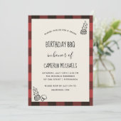 Rustieke Vegan Verjaardag BBQ Red Plaid Kaart (Staand voorkant)