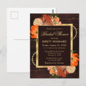 Rustieke verbrande oranje herfstbloemen bruidsdouc briefkaart (Voorkant / Achterkant)