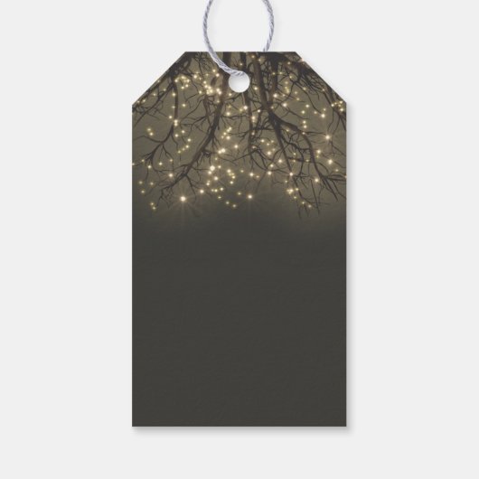 Rustieke verlichte boom tak bruiloft dank u cadeaulabel (Achterkant)
