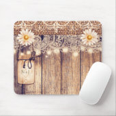 Rustieke verlichte Mason Jars Daisies & Lace Compu Muismat (Met muis)